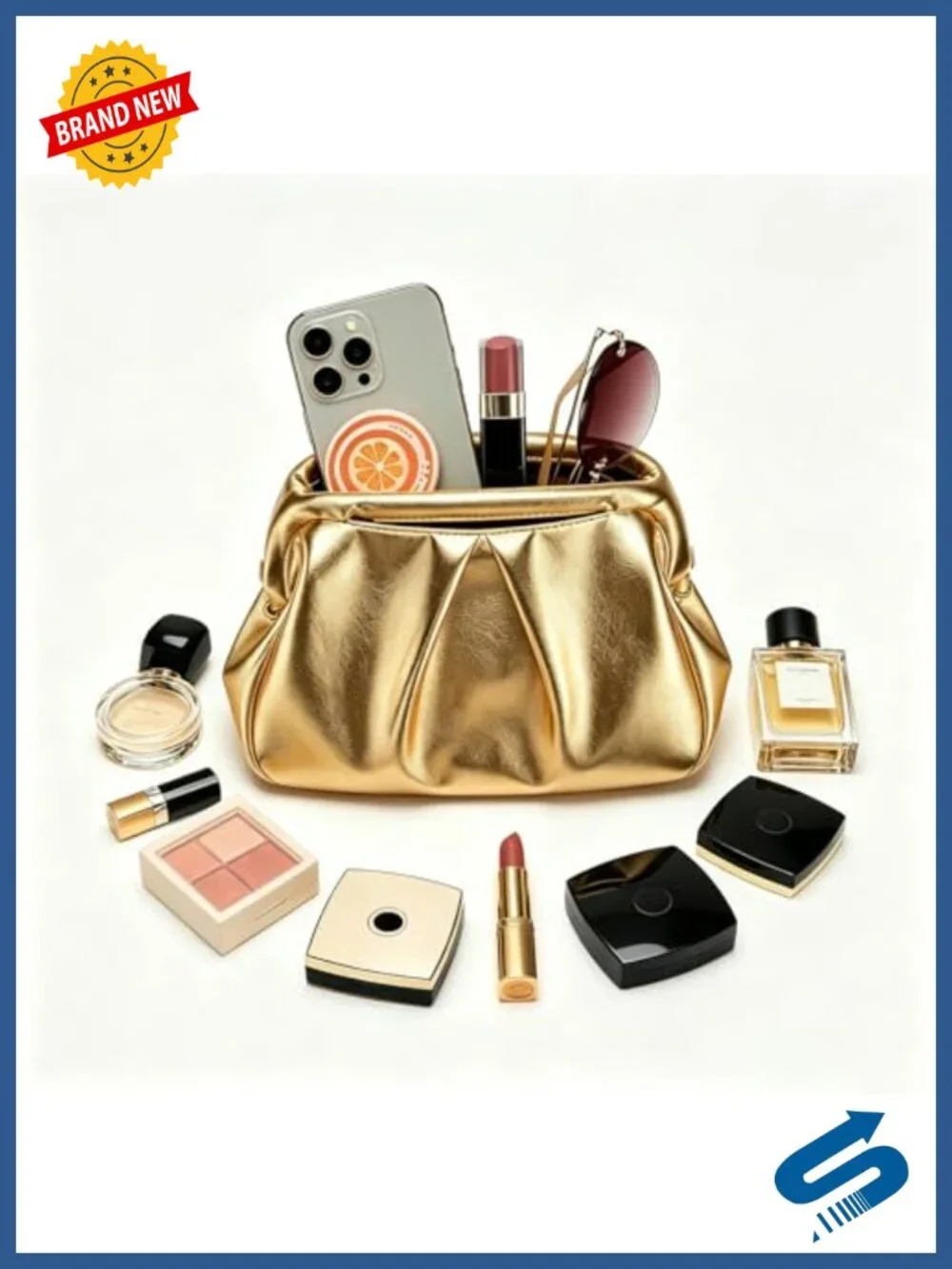 PU Leather Small Clutch Crossbody Evening Bag Chain Strap